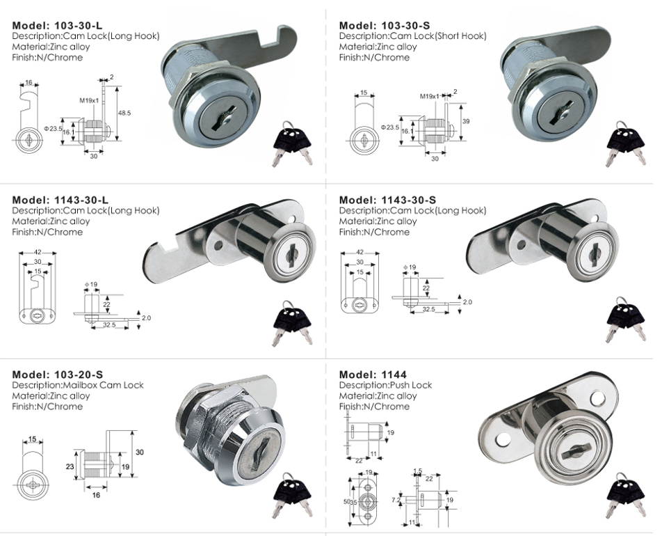 Furniture Lock / Chr Pipe / Upright Series