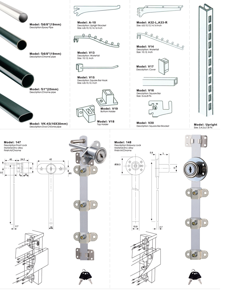 Furniture Lock / Chr Pipe / Upright Series