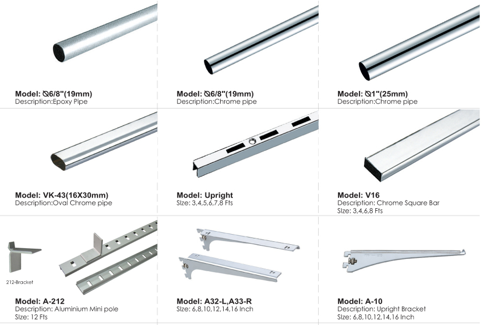 Aluminium Chrome Pipe / A Strut Support / Multipurpose Board Series